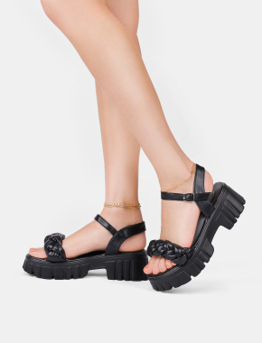 Жіночі сандалі з плетінням чорні - фото 1 - Miraton