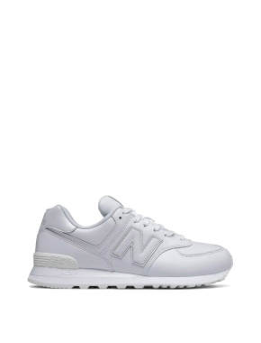 Женские белые кожаные кроссовки New Balance 574 - фото 1 - Miraton