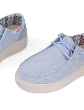 Жіночі туфлі Walk in Pitas RECIFE тканинні блакитні на легкій платформі - фото 5 - Miraton