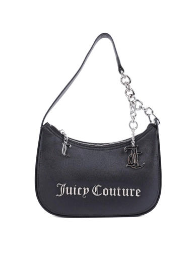 Женская сумка хобо Juicy Couture из экокожи черная с логотипом фото 1