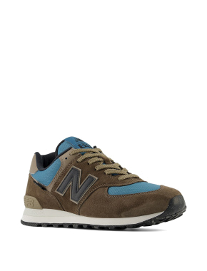 Мужские кроссовки New Balance 574 замшевые коричневые - фото 1 - Miraton