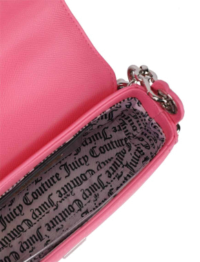 Жіноча сумка хобо Juicy Couture з екошкіри рожева з логотипом - фото 7 - Miraton