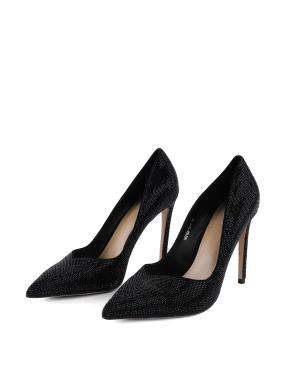 Жіночі туфлі чорні велюрові з гострим носком - фото 3 - Miraton