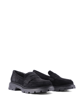 Женские туфли лоферы черные замшевые - фото 3 - Miraton