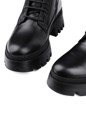 Жіночі черевики берці чорні шкіряні з підкладкою із натурального хутра - фото 6 - Miraton