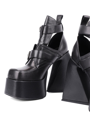 Жіночі черевики грубі чорні шкіряні - фото 2 - Miraton