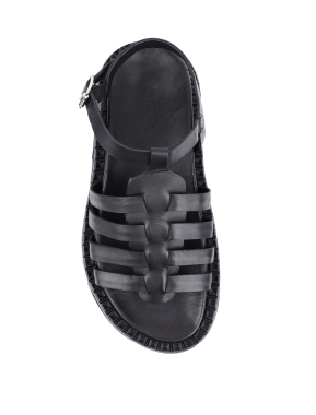 Жіночі грецькі сандалі шкіряні чорні - фото 4 - Miraton