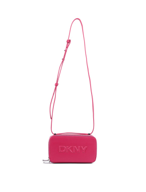 Жіноча сумка camera bag DKNY з екошкіри бордова з логотипом. - фото 3 - Miraton