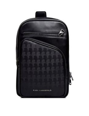 Чоловіча сумка слінг Karl Lagerfeld з екошкіри чорна - фото 2 - Miraton