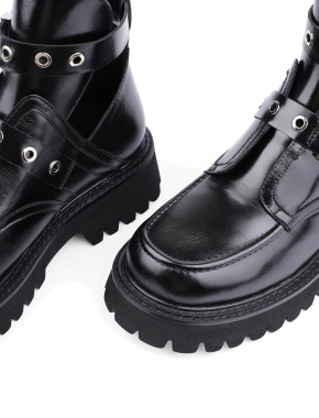 Жіночі черевики грубі чорні шкіряні - фото 5 - Miraton
