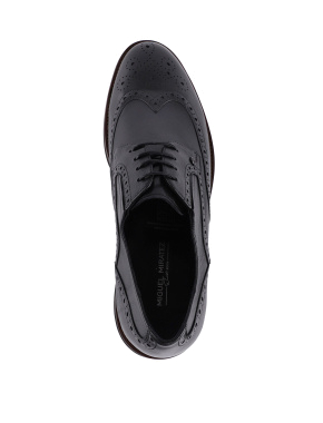 Мужские туфли броги черные кожаные - фото 4 - Miraton