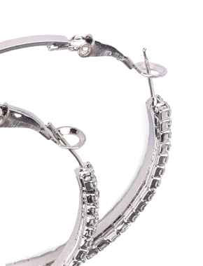 Жіночі сережки конго MIRATON круглі з камінням у сріблі - фото 2 - Miraton