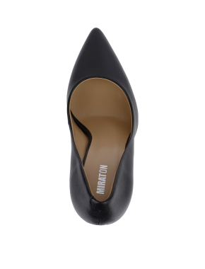 Жіночі туфлі з гострим носком шкіряні чорні - фото 4 - Miraton