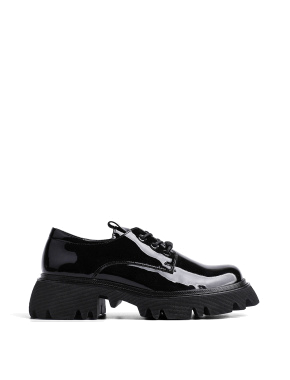 Женские туфли оксфорды черные лаковые - фото 2 - Miraton
