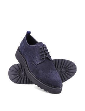 Мужские туфли дерби синие замшевые - фото 2 - Miraton