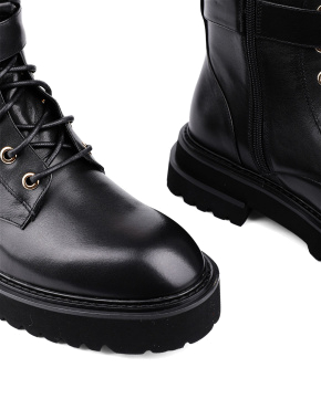 Жіночі чоботи чорні шкіряні з підкладкою байка - фото 5 - Miraton