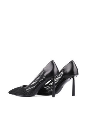 Женские туфли MIRATON кожаные черные с сеткой - фото 4 - Miraton