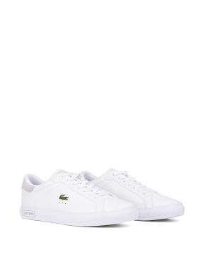 Мужские кеды Lacoste POWERCOURT белые кожаные - фото 3 - Miraton