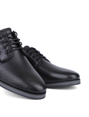 Мужские туфли с острым носком кожаные черные - фото 5 - Miraton