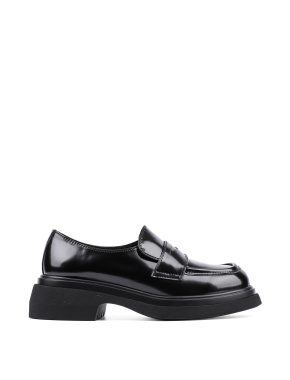 Женские туфли лоферы MIRATON лаковые черные - фото 1 - Miraton
