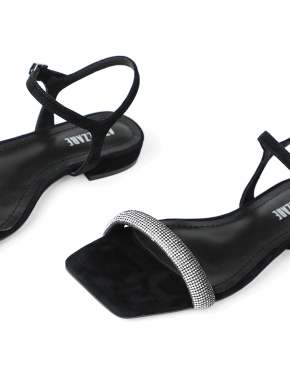 Жіночі сандалі Attizzare велюрові чорні з камінням - фото 5 - Miraton