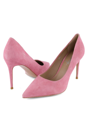 Жіночі туфлі велюрові рожеві з гострим носком - фото 5 - Miraton