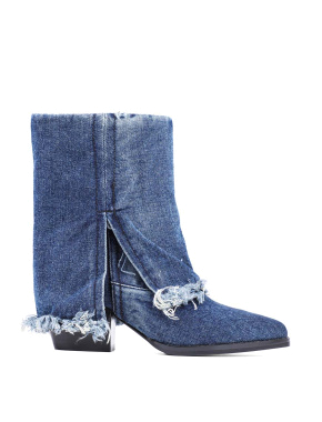 Жіночі черевики козаки MIRATON сині джинсові - фото 2 - Miraton