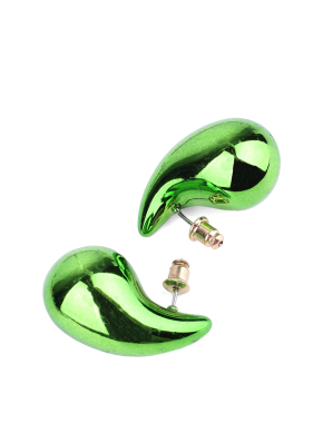 Жіночі сережки пуссети краплі MIRATON зелений металік - фото 2 - Miraton