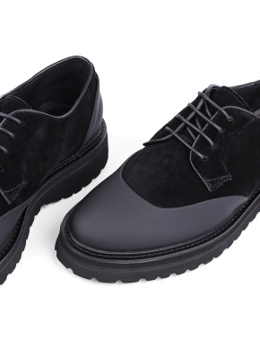 Чоловічі туфлі дербі чорні замшеві - фото 5 - Miraton