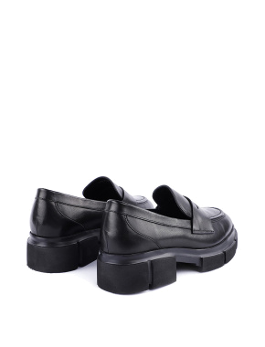 Женские туфли грубые черные кожаные - фото 4 - Miraton