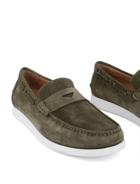 Чоловічі туфлі лофери замшеві зелені - фото 5 - Miraton