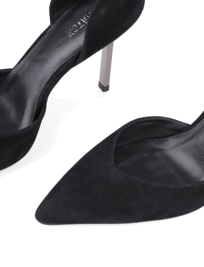 Жіночі туфлі MIRATON замшеві чорні з тонким ремінцем - фото 5 - Miraton