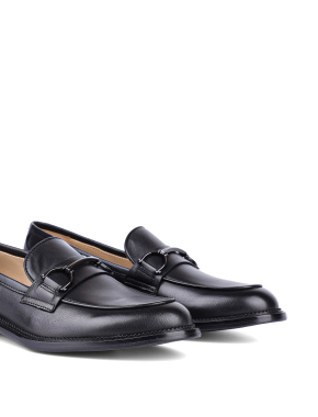 Женские туфли лоферы черные кожаные с подкладкой байка - фото 5 - Miraton