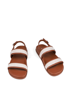 Жіночі сандалі MIRATON шкіряні коричневі на застібці - фото 2 - Miraton