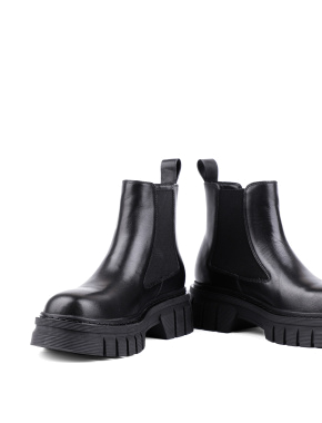 Жіночі черевики челсі чорні шкіряні з підкладкою байка - фото 2 - Miraton