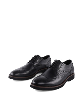 Мужские туфли броги черные кожаные - фото 3 - Miraton