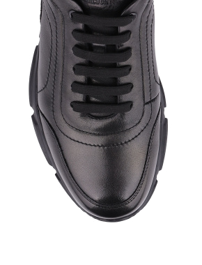 Мужские кроссовки черные кожаные с подкладкой из натурального меха - фото 4 - Miraton