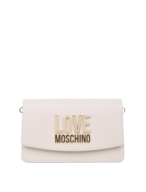 Сумка через плече Love Moschino молочна з лого - фото 2 - Miraton