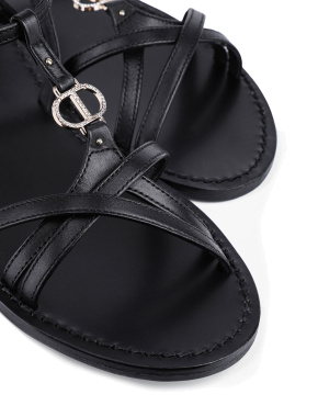Жіночі сандалі TwinSet шкіряні чорні - фото 5 - Miraton