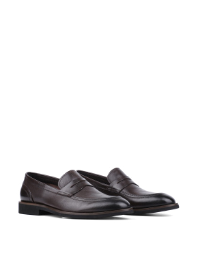 Мужские туфли лоферы Miguel Miratez коричневые кожаные - фото 3 - Miraton