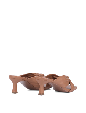 Жіночі сабо з квадратним носком шкіряні коричневі - фото 3 - Miraton