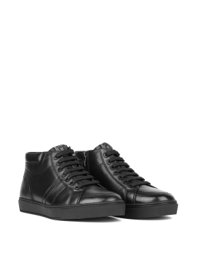 Чоловічі черевики чорні шкіряні з підкладкою із натурального хутра - фото 2 - Miraton