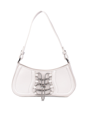 Женская сумка багет MIRATON из экокожи белая со шнуровкой - фото 1 - Miraton
