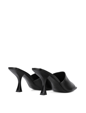 Жіночі сабо з квадратним носком шкіряні чорні - фото 3 - Miraton