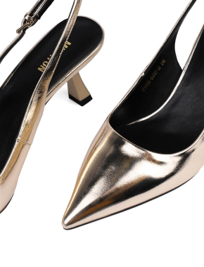 Жіночі туфлі слінгбеки MIRATON шкіряні золотого кольору - фото 4 - Miraton