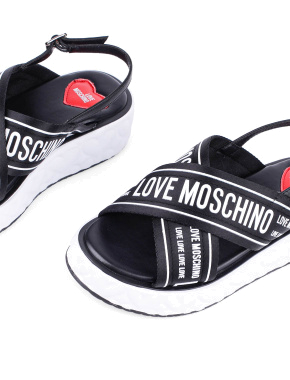 Жіночі сандалі Love Moschino шкіряні чорні - фото 5 - Miraton