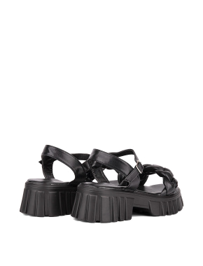 Жіночі сандалі з плетінням чорні - фото 4 - Miraton