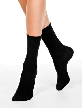 Женские высокие носки Conte Elegant хлопковые черные - фото 3 - Miraton