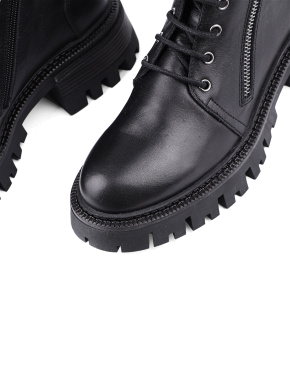 Жіночі черевики берці чорні шкіряні з підкладкою байка - фото 6 - Miraton