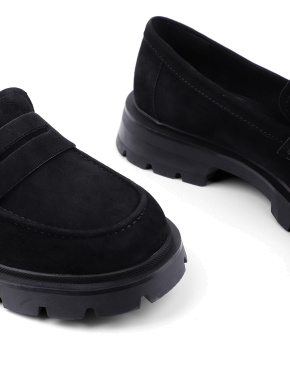 Женские туфли лоферы черные замшевые - фото 5 - Miraton